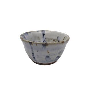 Studio Art Pottery White And Blue Glaze Bowl Artist Signed M.R.